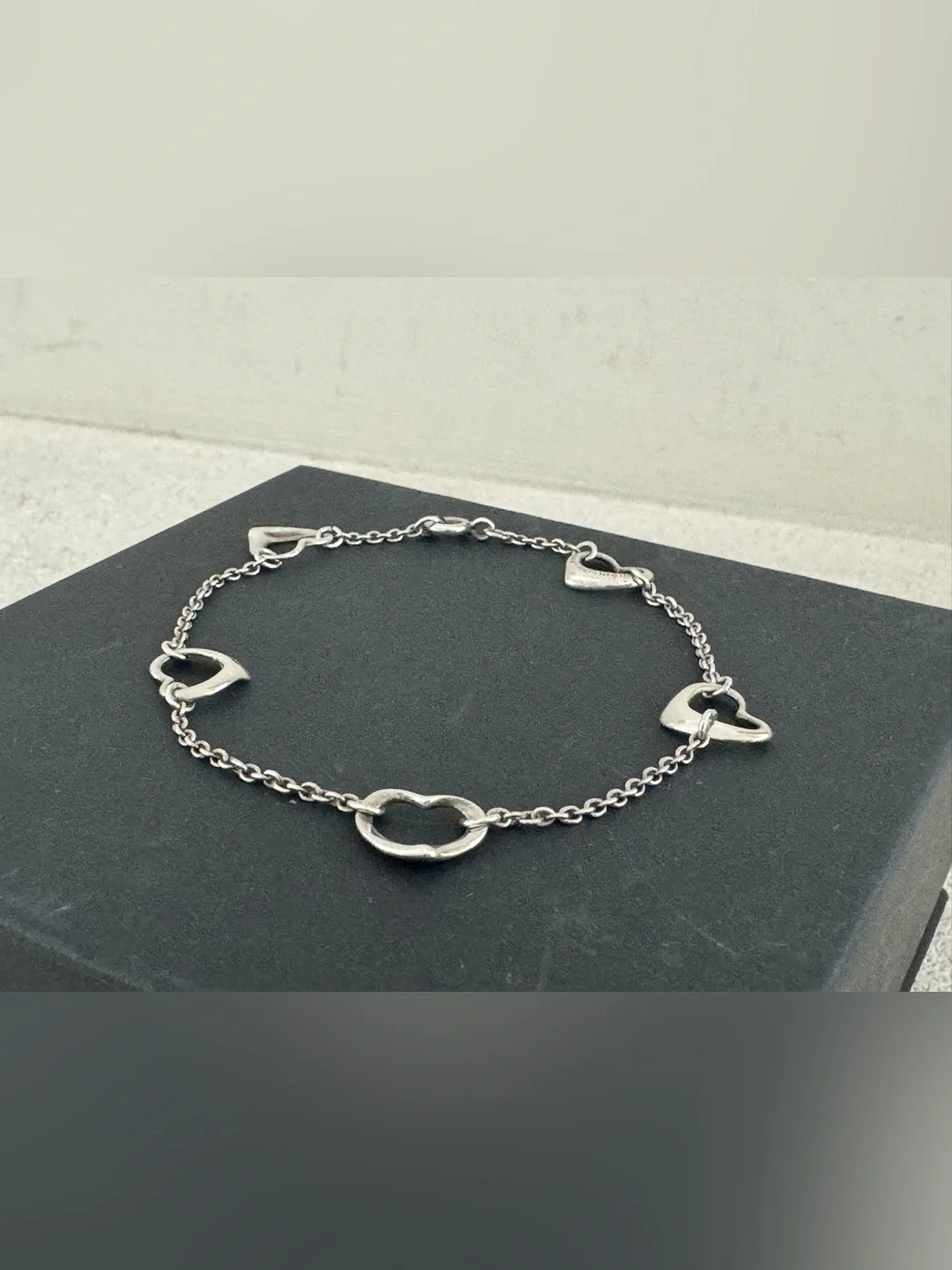 TIFFANY & CO. Elsa Peretti 5 Open Heart Bracelet Sterling Silver 925 Spain